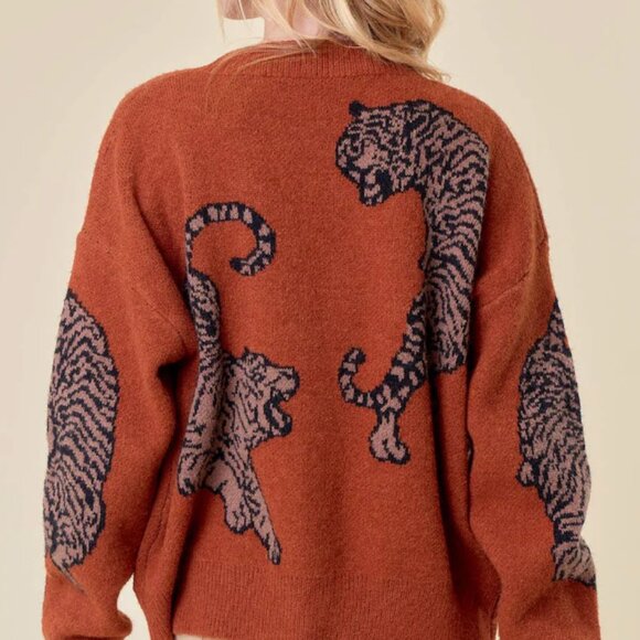 Cacti & Camo Doe and Rae Easy Tiger Sweater Medium - Picture 2 of 8